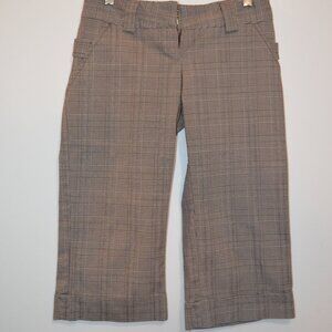FCNY Midi Shorts Grey Plaid Formal Dress Pants Polyester-Rayon-Spandex Pockets S